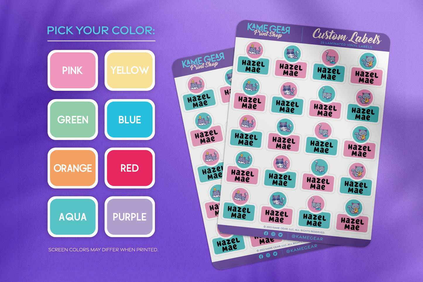 Cute Cat- Name Labels