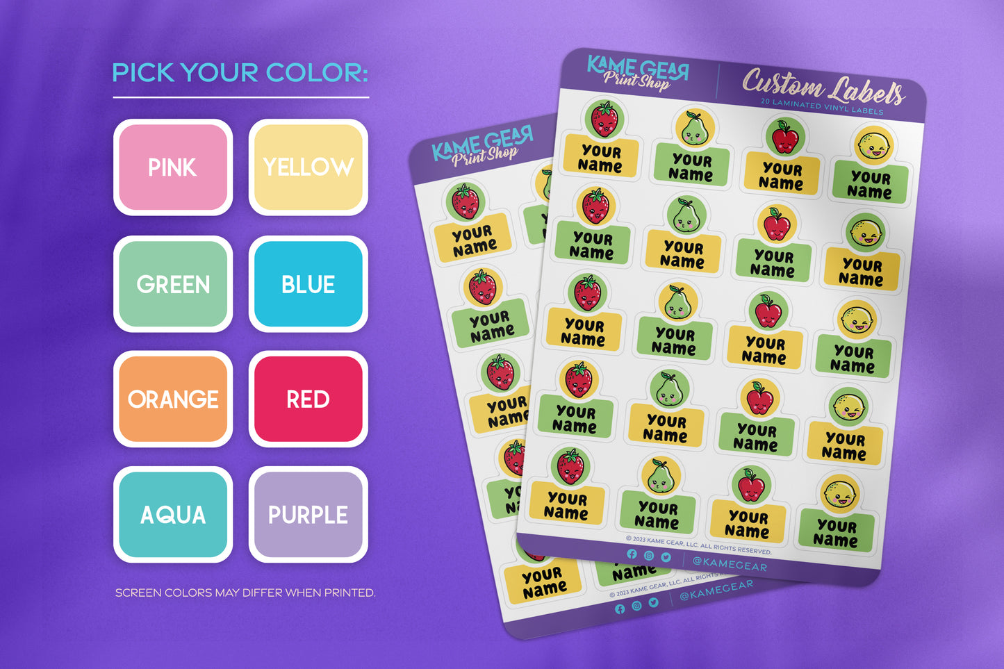 Funny Fruits - Name Labels