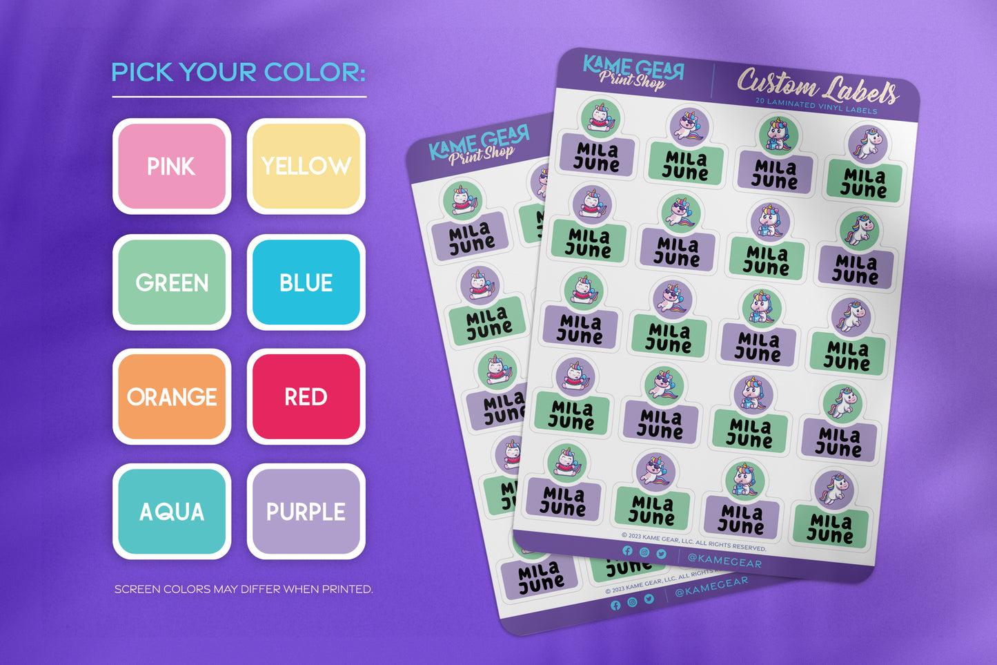 Unicorns - Name Labels