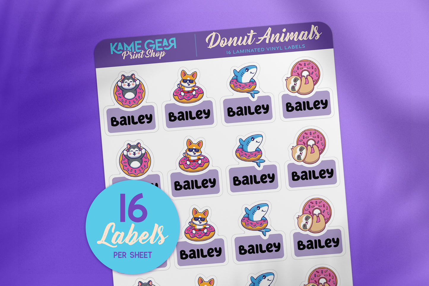 Donut Animals I - Name Labels