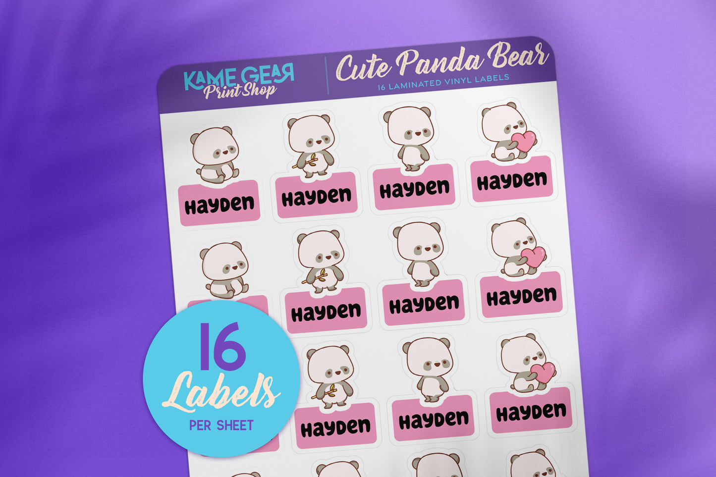 Cute Panda I - Name Labels
