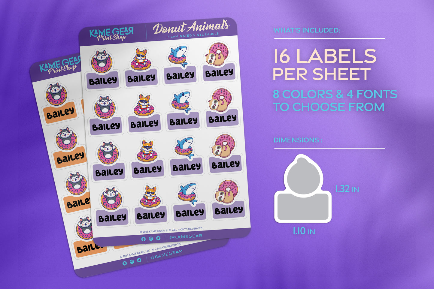 Donut Animals I - Name Labels