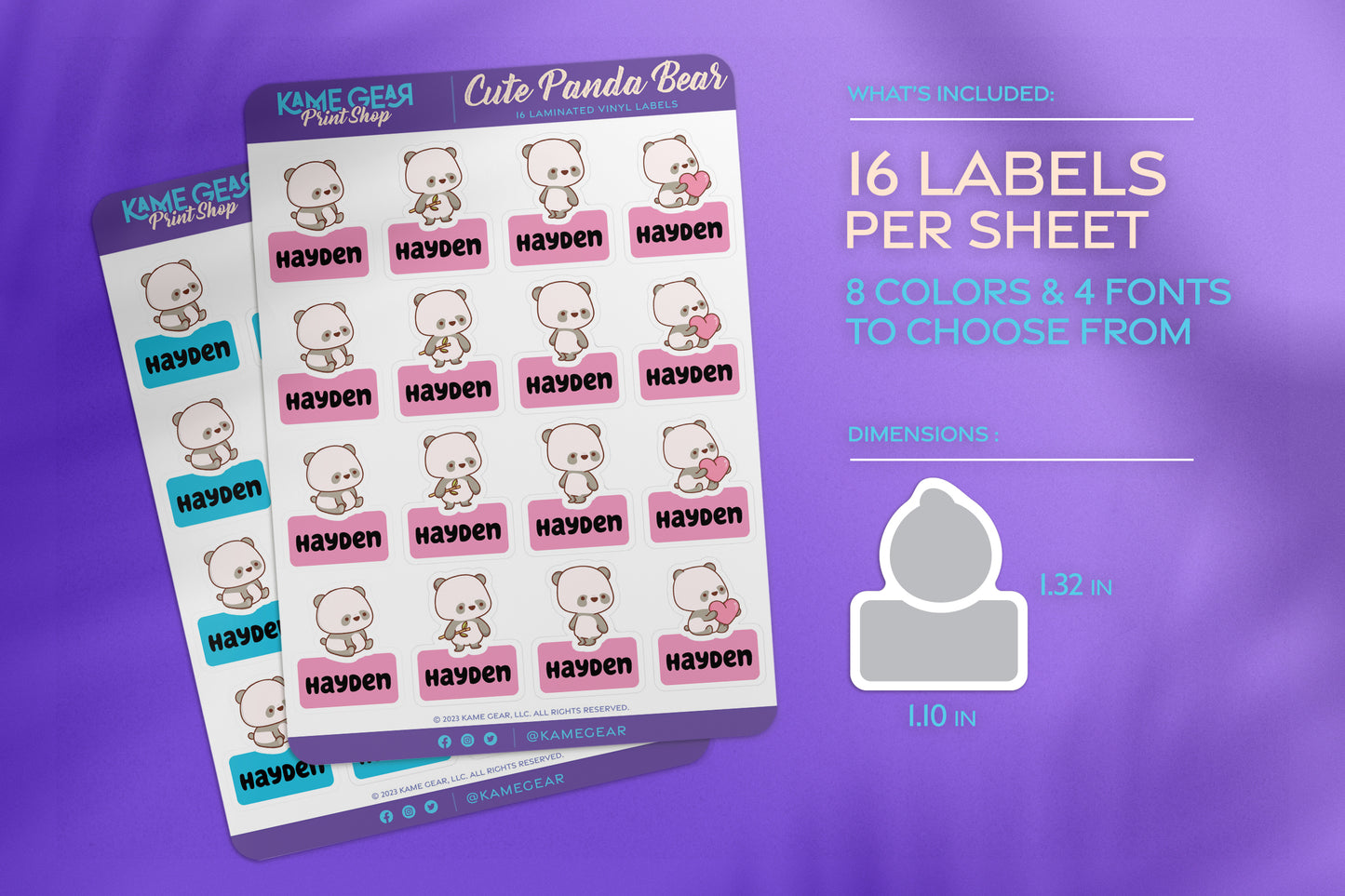Cute Panda I - Name Labels