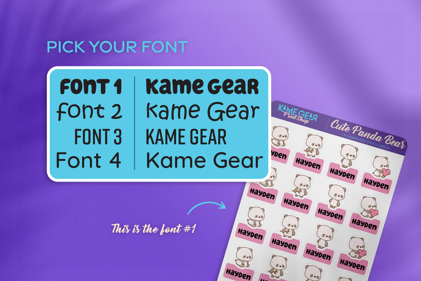 Cute Panda I - Name Labels
