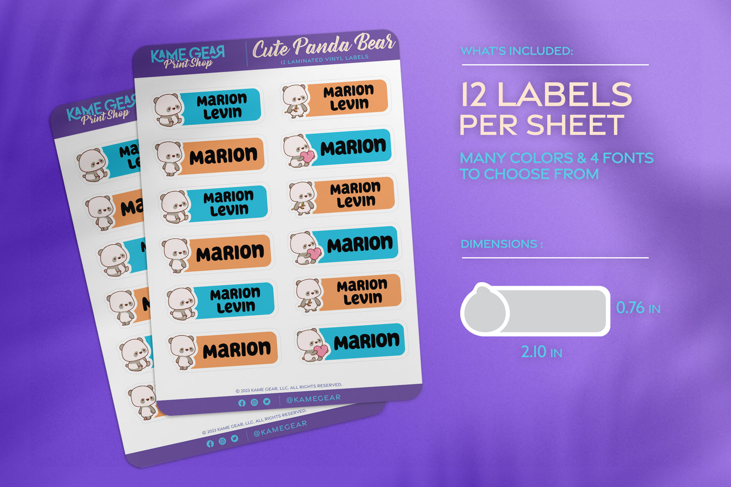 Cute Panda II - Name Labels – Kame Gear