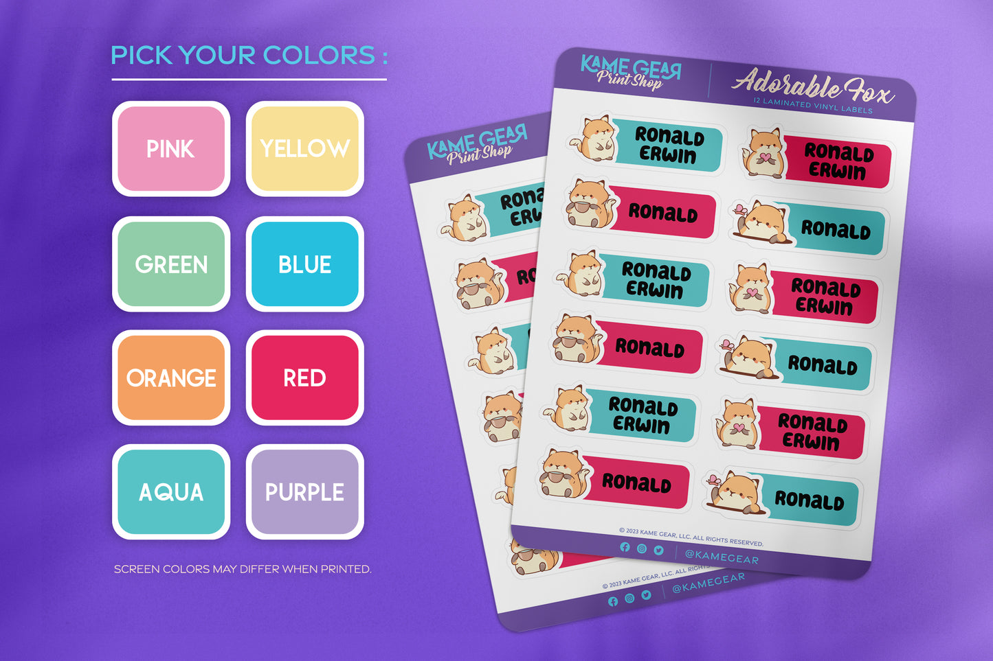 Adorable Fox II- Name Labels 