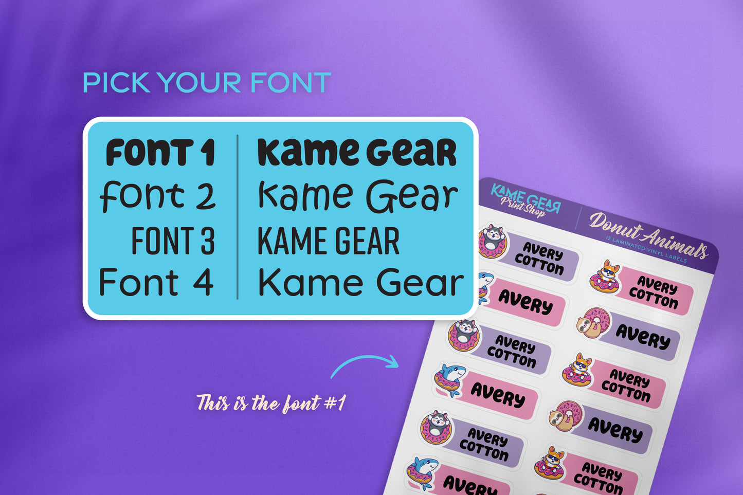 Donut Animals II - Name Labels 
